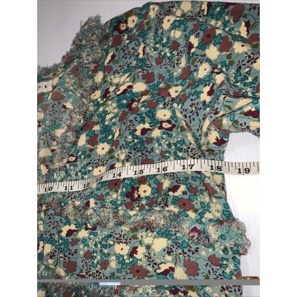 Natural Life Floral Mini Tiered Dress Size M Teal CottageCore Babydoll Boho - Picture 8 of 10